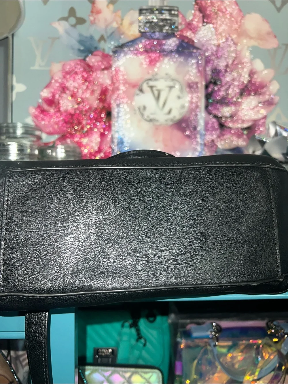 Nine West Black Leather Double-Zip Satchel with Silver Hardware